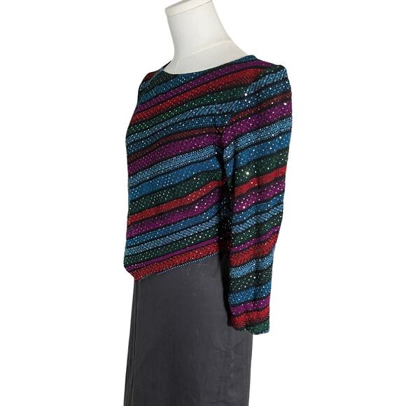 St. John Evening Sequin Stretch Knit Asymmetrical Top Size 8 Cocktail Party - Picture 6 of 12